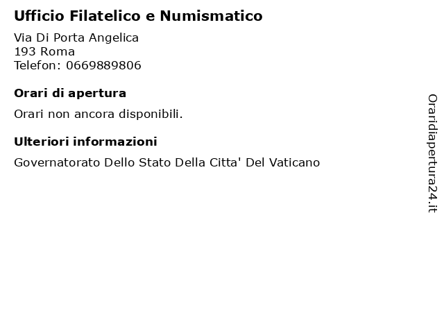 Ufficio Filatelico e Numismatico a Roma: indirizzo e orari di apertura
