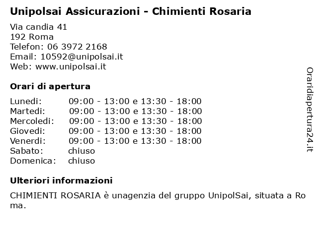 Unipolsai Assicurazioni - Chimienti Rosaria a Roma: indirizzo e orari di apertura