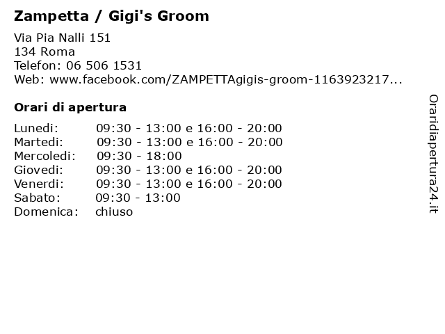 Zampetta / Gigi's Groom a Roma: indirizzo e orari di apertura