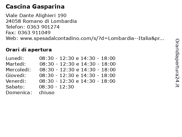 Cascina Gasparina a Romano di Lombardia: indirizzo e orari di apertura