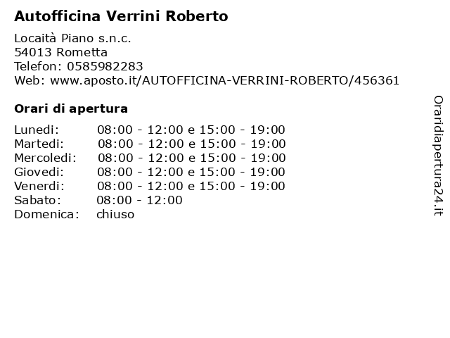 Autofficina Verrini Roberto a Rometta: indirizzo e orari di apertura