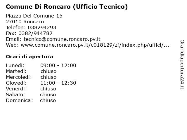 Comune Di Roncaro (Ufficio Tecnico) a Roncaro: indirizzo e orari di apertura