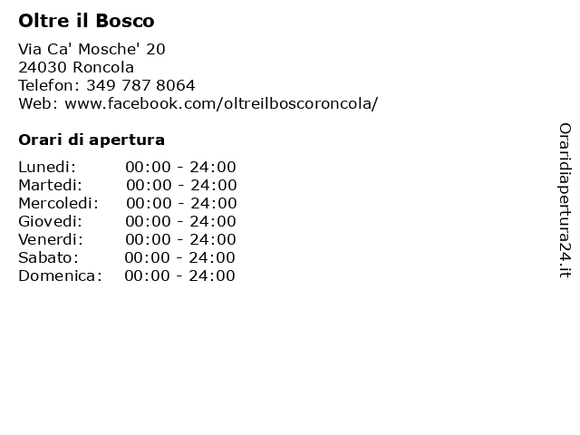 Oltre il Bosco a Roncola: indirizzo e orari di apertura