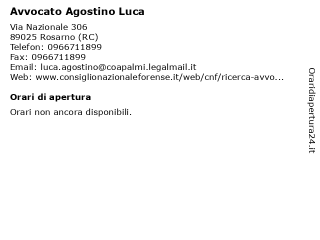 Avvocato Agostino Luca a Rosarno (RC): indirizzo e orari di apertura