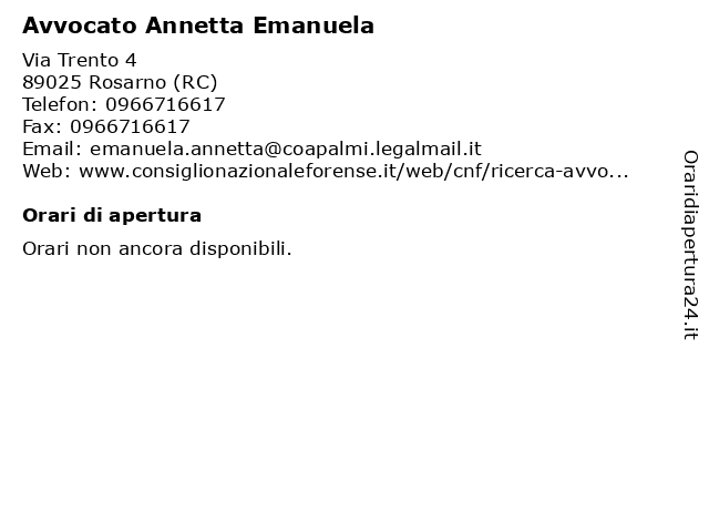 Avvocato Annetta Emanuela a Rosarno (RC): indirizzo e orari di apertura