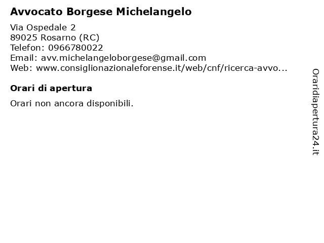 Avvocato Borgese Michelangelo a Rosarno (RC): indirizzo e orari di apertura