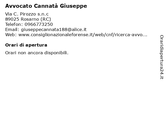 Avvocato Cannatà Giuseppe a Rosarno (RC): indirizzo e orari di apertura