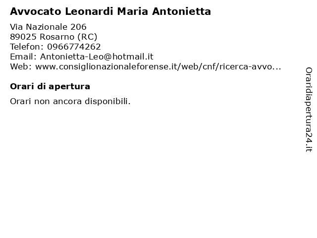 Avvocato Leonardi Maria Antonietta a Rosarno (RC): indirizzo e orari di apertura
