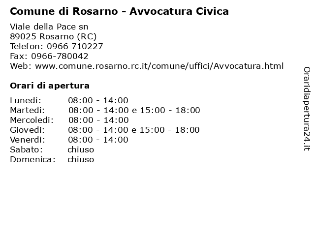 Comune di Rosarno - Avvocatura Civica a Rosarno (RC): indirizzo e orari di apertura