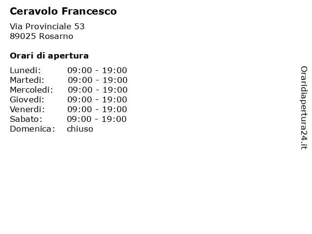 Ceravolo Francesco a Rosarno: indirizzo e orari di apertura