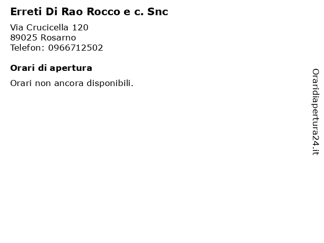Erreti Di Rao Rocco e c. Snc a Rosarno: indirizzo e orari di apertura