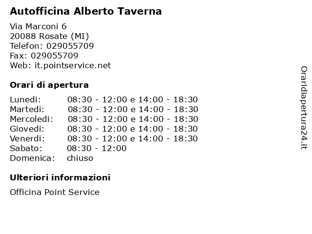 Autofficina Alberto Taverna a Rosate (MI): indirizzo e orari di apertura