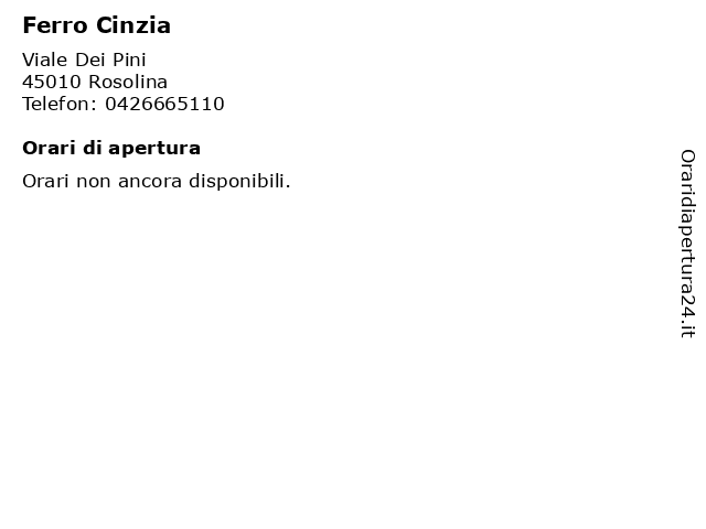 Ferro Cinzia a Rosolina: indirizzo e orari di apertura