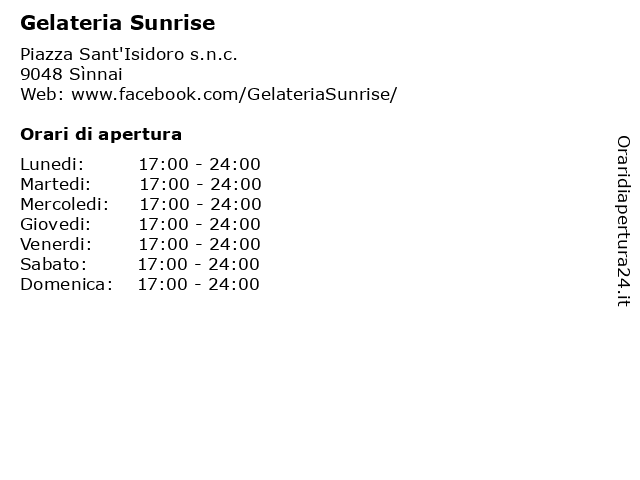 Gelateria Sunrise a Sìnnai: indirizzo e orari di apertura