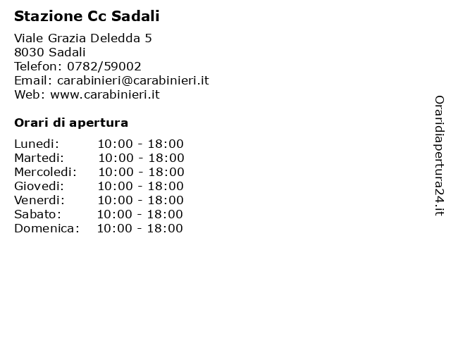 Stazione Cc Sadali a Sadali: indirizzo e orari di apertura
