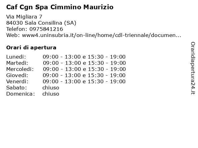 Caf Cgn Spa Cimmino Maurizio a Sala Consilina (SA): indirizzo e orari di apertura