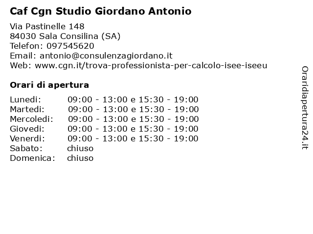 Caf Cgn Studio Giordano Antonio a Sala Consilina (SA): indirizzo e orari di apertura