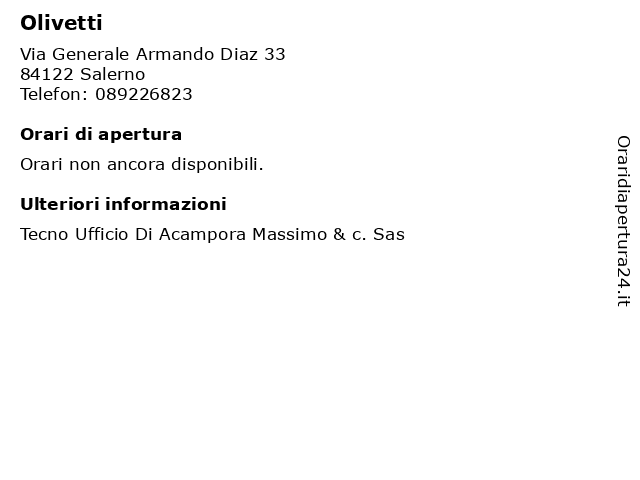 ᐅ Orari Olivetti | Via Generale Armando Diaz 33, 84122 Salerno