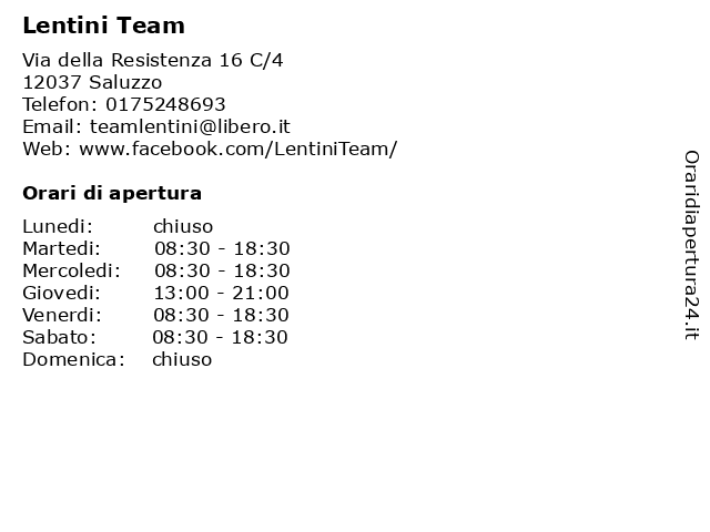 Lentini Team a Saluzzo: indirizzo e orari di apertura
