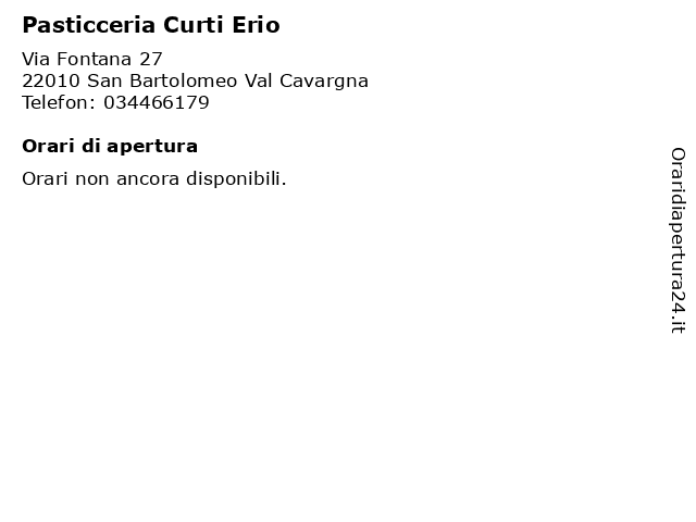 Pasticceria Curti Erio a San Bartolomeo Val Cavargna: indirizzo e orari di apertura