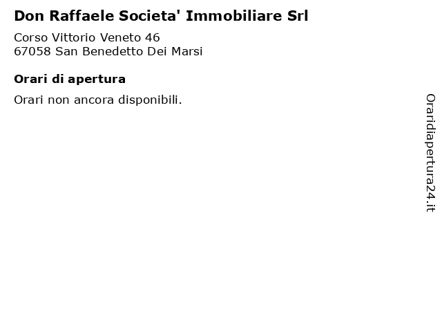 Don Raffaele Societa' Immobiliare Srl a San Benedetto Dei Marsi: indirizzo e orari di apertura