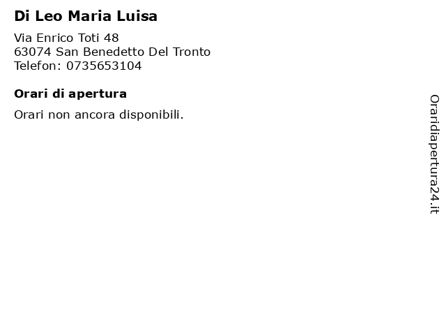 Di Leo Maria Luisa a San Benedetto Del Tronto: indirizzo e orari di apertura