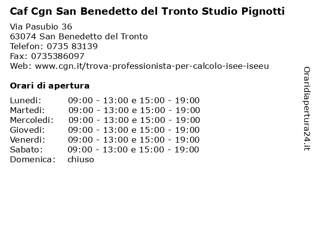 Caf Cgn San Benedetto del Tronto Studio Pignotti a San Benedetto del Tronto: indirizzo e orari di apertura