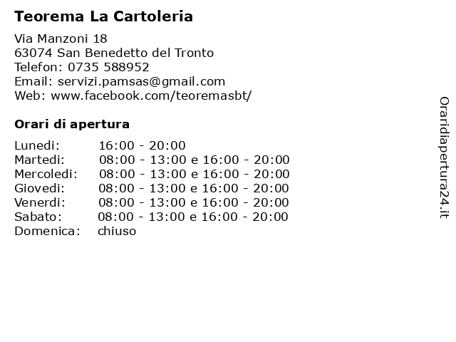 Teorema La Cartoleria a San Benedetto del Tronto: indirizzo e orari di apertura