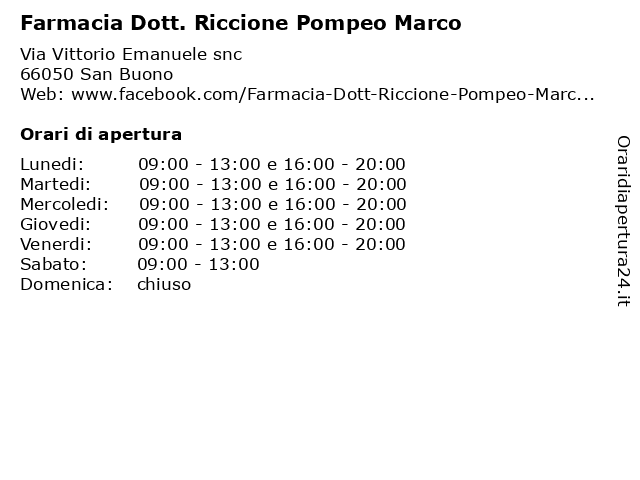 Farmacia Dott. Riccione Pompeo Marco a San Buono: indirizzo e orari di apertura