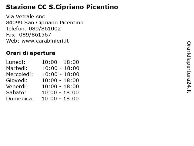 Stazione CC S.Cipriano Picentino a San Cipriano Picentino: indirizzo e orari di apertura