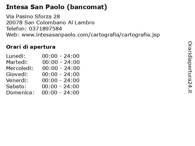 Intesa San Paolo (bancomat) a San Colombano Al Lambro: indirizzo e orari di apertura