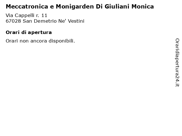Meccatronica e Monigarden Di Giuliani Monica a San Demetrio Ne' Vestini: indirizzo e orari di apertura
