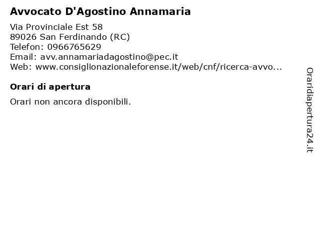 Avvocato D'Agostino Annamaria a San Ferdinando (RC): indirizzo e orari di apertura