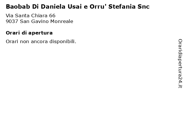 Baobab Di Daniela Usai e Orru' Stefania Snc a San Gavino Monreale: indirizzo e orari di apertura