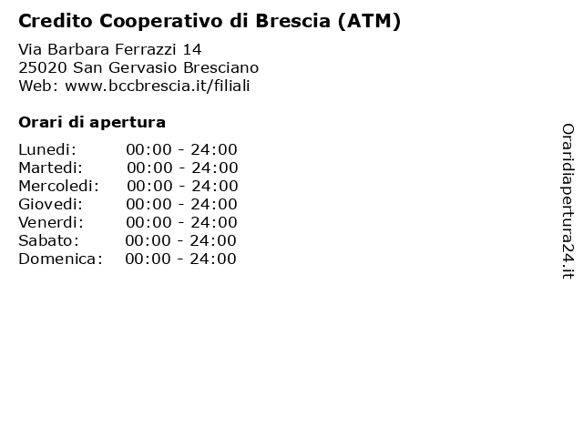 Credito Cooperativo di Brescia (ATM) a San Gervasio Bresciano: indirizzo e orari di apertura