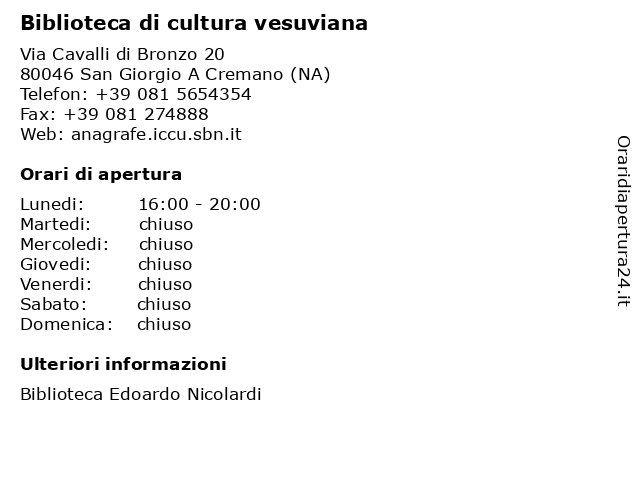 Biblioteca di cultura vesuviana a San Giorgio A Cremano (NA): indirizzo e orari di apertura