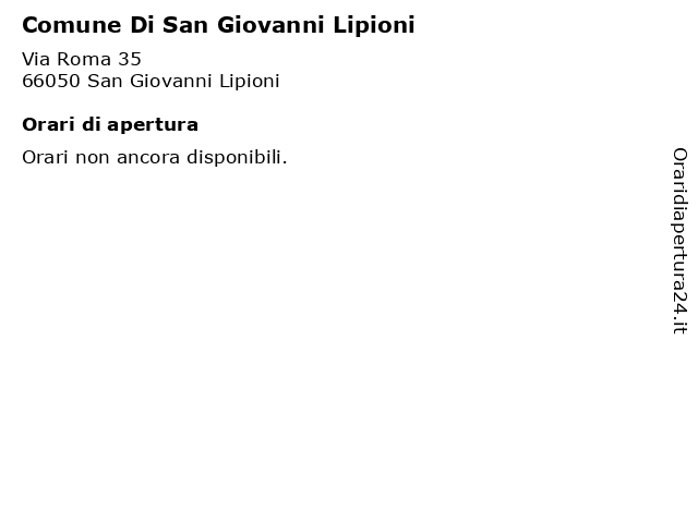 Comune Di San Giovanni Lipioni a San Giovanni Lipioni: indirizzo e orari di apertura