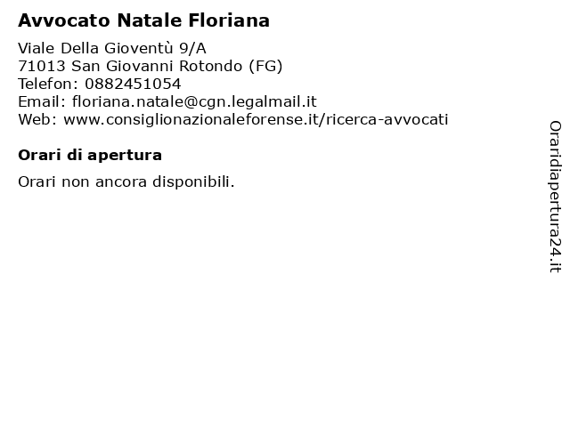 Avvocato Natale Floriana a San Giovanni Rotondo (FG): indirizzo e orari di apertura