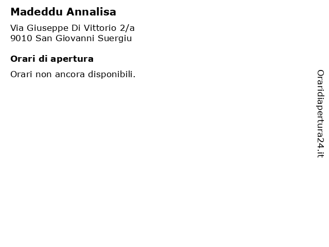 Madeddu Annalisa a San Giovanni Suergiu: indirizzo e orari di apertura