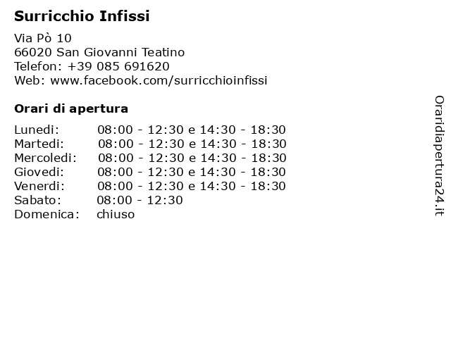 Surricchio Infissi a San Giovanni Teatino: indirizzo e orari di apertura