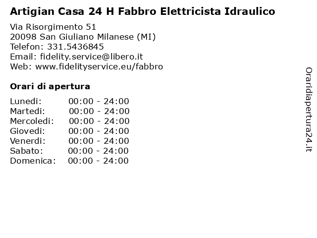 Artigian Casa 24 H Fabbro Elettricista Idraulico a San Giuliano Milanese (MI): indirizzo e orari di apertura