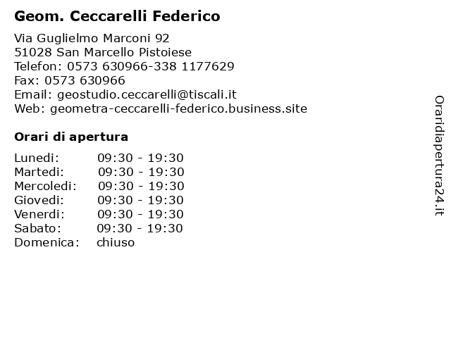 Geom. Ceccarelli Federico a San Marcello Pistoiese: indirizzo e orari di apertura