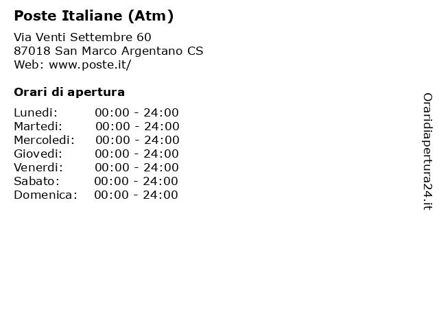 Poste Italiane (Atm) a San Marco Argentano CS: indirizzo e orari di apertura