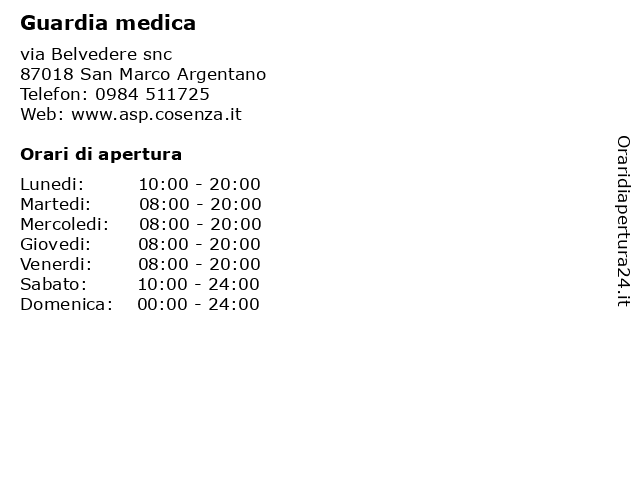 Guardia medica a San Marco Argentano: indirizzo e orari di apertura