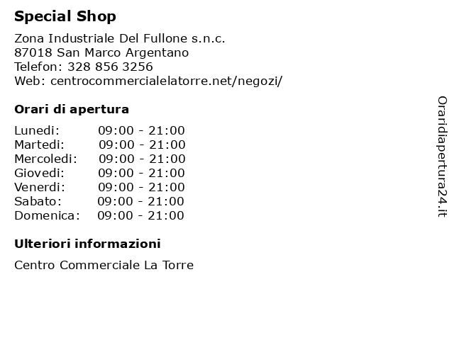 Special Shop a San Marco Argentano: indirizzo e orari di apertura