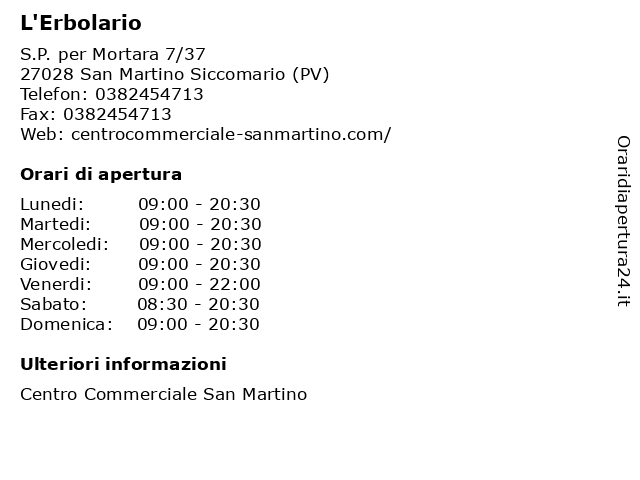 L'Erbolario a San Martino Siccomario (PV): indirizzo e orari di apertura