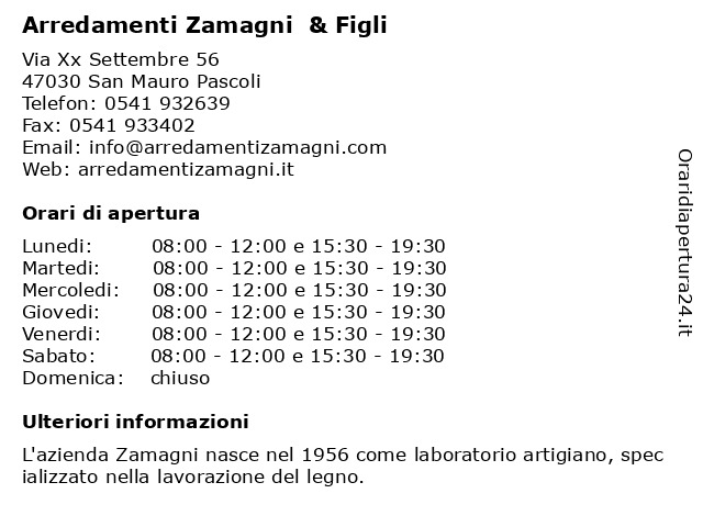 ᐅ Orari Arredamenti Zamagni Figli Via Xx Settembre 56 San Mauro Pascoli