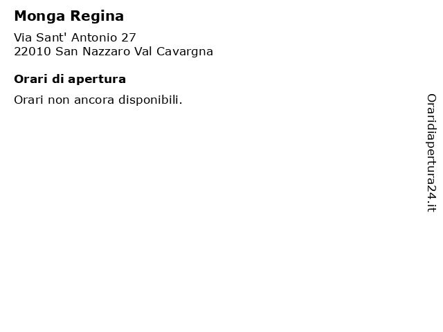 Monga Regina a San Nazzaro Val Cavargna: indirizzo e orari di apertura