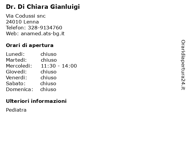 Ambulatorio Pediatrico (Dr. Di Chiara Gianluigi) a San Pellegrino Terme: indirizzo e orari di apertura