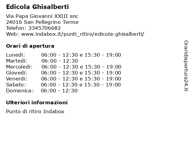 Edicola Ghisalberti a San Pellegrino Terme: indirizzo e orari di apertura